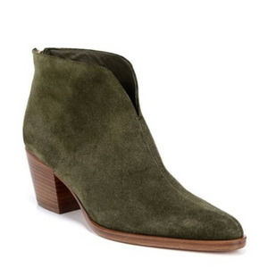 VINCE Military Green Supple Suede Pointed Toe Ankle Boot  #S157